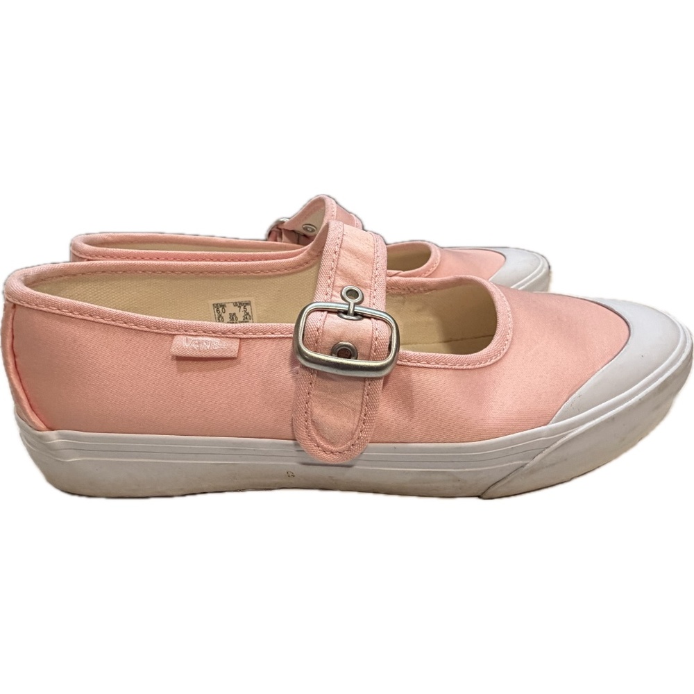 Vans Mary Jane Women’s Pink Satin Canvas Low Top Buckle Shoes Size 7.5
